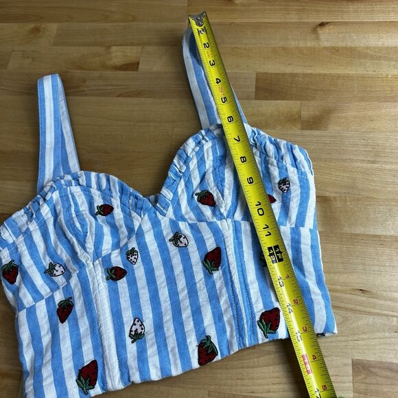 Maeve Anthropologie Striped Strawberry Bustier Sweetheart Cami Tank Top Size 0‎ - Picture 10 of 10